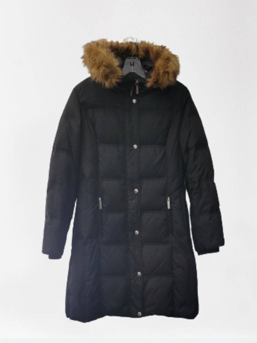 Women's Michael Kors Puffer Coat / Black with Fur Collar Trim / Size; Petite M